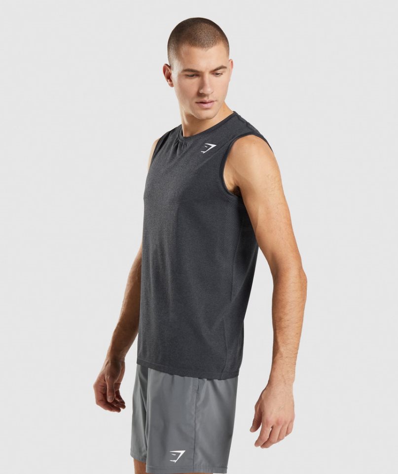 Podkoszulki Gymshark Arrival Seamless Męskie Czarne | PL 426RVE